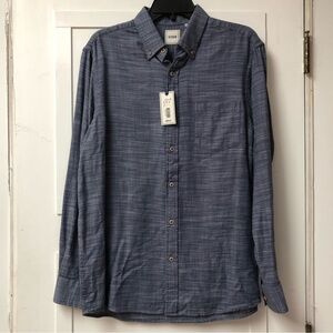 NWT ROWM Mens long sleeve woven blue button down cotton M